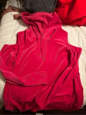 New York & Company Hot Pink open Shoulder Hoodie